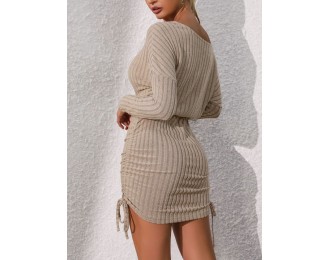 Round Neck Long Sleeve Mini Dress