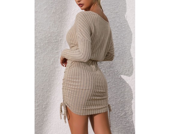 Round Neck Long Sleeve Mini Dress