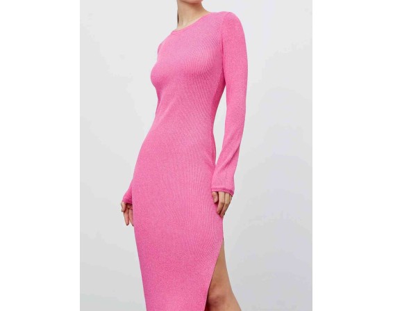 Round Neck Slit Sweater Dress