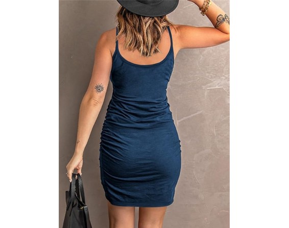 Ruched Scoop Neck Mini Cami Dress