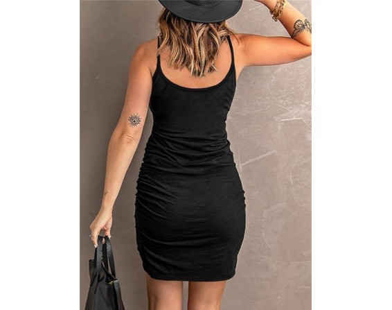 Ruched Scoop Neck Mini Cami Dress