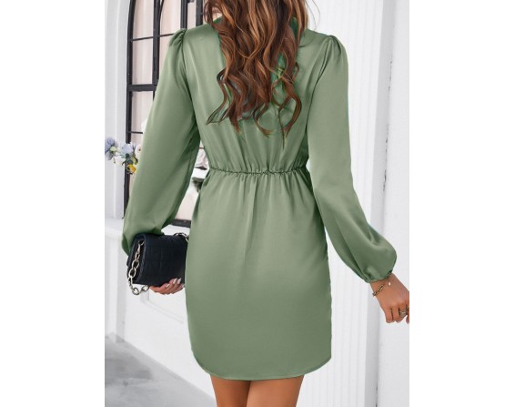 Ruched Surplice Long Sleeve Mini Dress