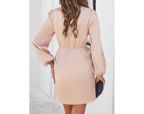 Ruched Surplice Long Sleeve Mini Dress