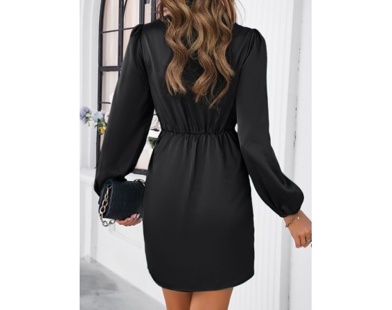 Ruched Surplice Long Sleeve Mini Dress