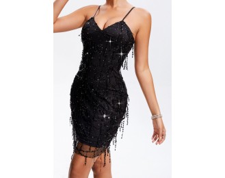 Sequin V-Neck Wrap Cami Dress