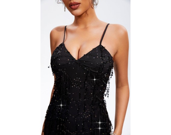 Sequin V-Neck Wrap Cami Dress