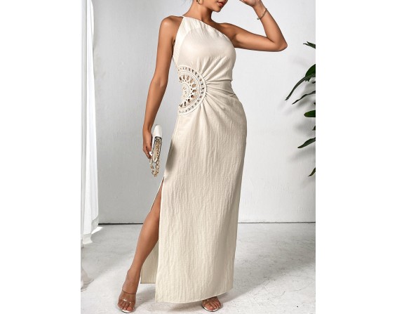 Slit One Shoulder Sleeveless Maxi Dress