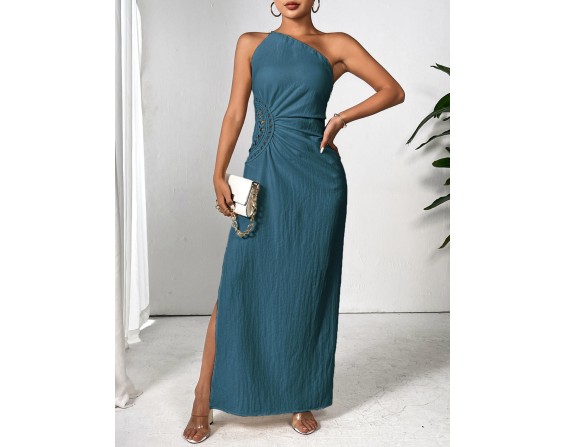 Slit One Shoulder Sleeveless Maxi Dress