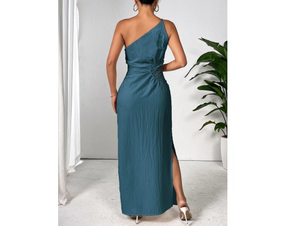 Slit One Shoulder Sleeveless Maxi Dress