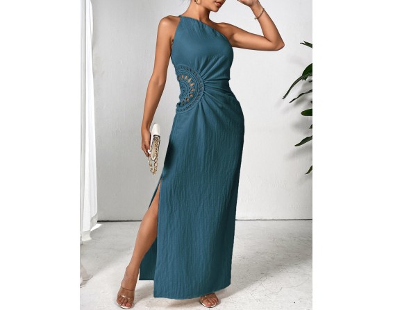 Slit One Shoulder Sleeveless Maxi Dress