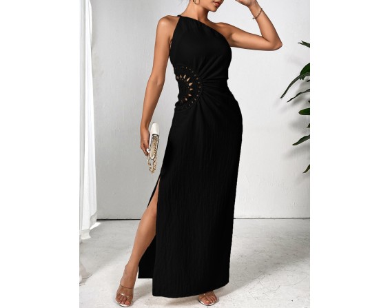 Slit One Shoulder Sleeveless Maxi Dress