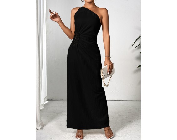 Slit One Shoulder Sleeveless Maxi Dress