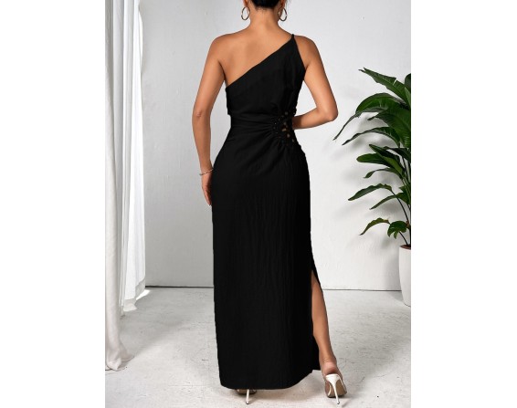 Slit One Shoulder Sleeveless Maxi Dress