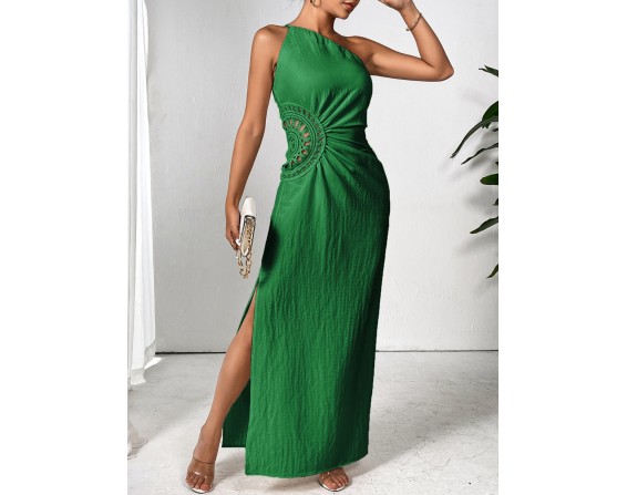 Slit One Shoulder Sleeveless Maxi Dress