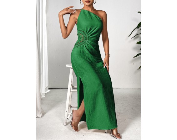 Slit One Shoulder Sleeveless Maxi Dress