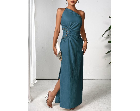 Slit One Shoulder Sleeveless Maxi Dress