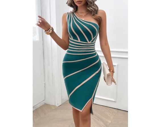 Slit Single Shoulder Mini Dress