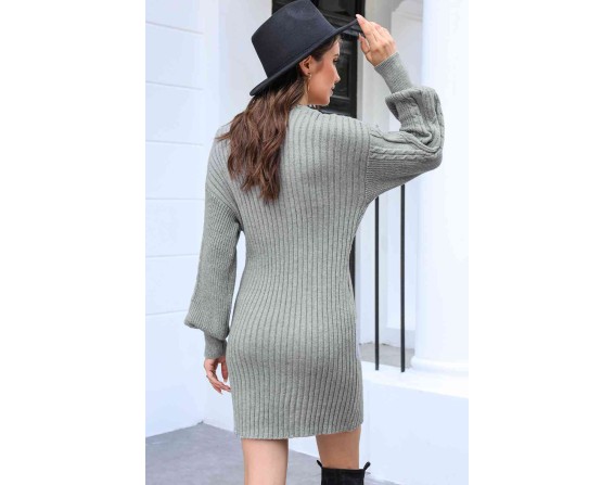 Surplice Neck Mini Sweater Dress