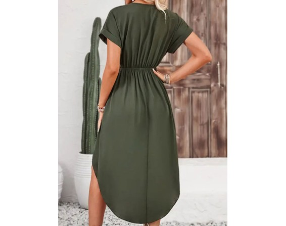 Tied Surplice Short Sleeve Dress