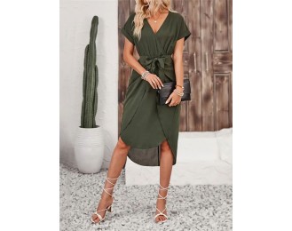 Tied Surplice Short Sleeve Dress