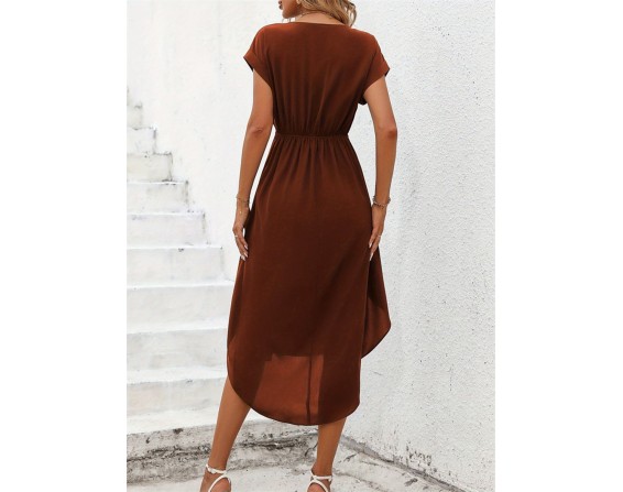 Tied Surplice Short Sleeve Dress