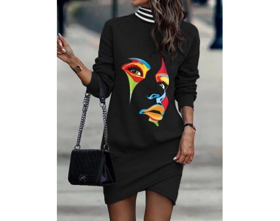 Turtleneck Long Sleeve Mini Dress