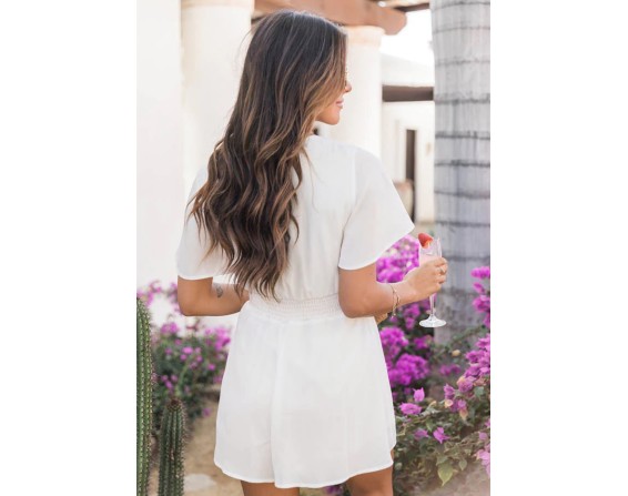 V-Neck Flutter Sleeve Romper