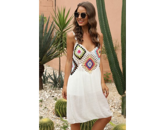 Openwork Sleeveless Embroidery Dress