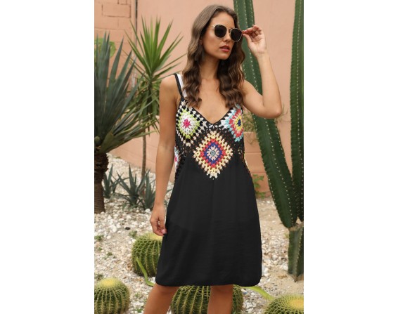 Openwork Sleeveless Embroidery Dress