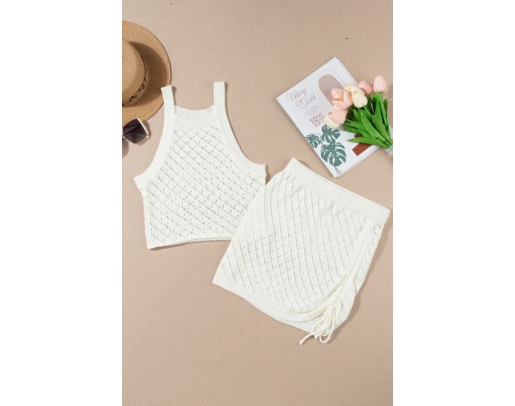 Openwork Top and Skirt Cover Up Set