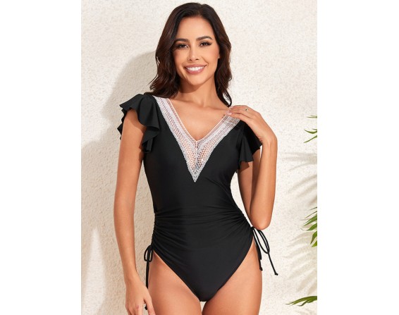 Ruffled V-Neck One-Piece Swimwear