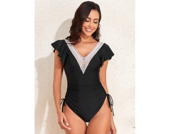 Ruffled V-Neck One-Piece Swimwear