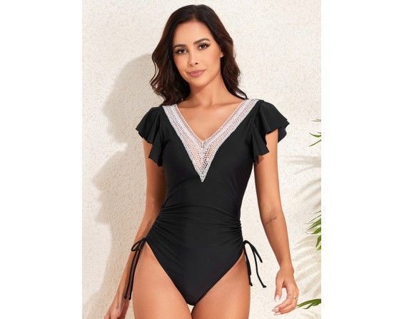 Ruffled V-Neck One-Piece Swimwear