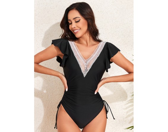 Ruffled V-Neck One-Piece Swimwear