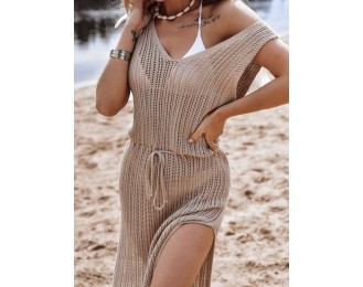 Slit V-Neck Sleeveless Cover Up