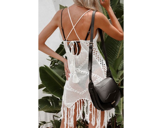 Tassel Openwork Cover Up Dress