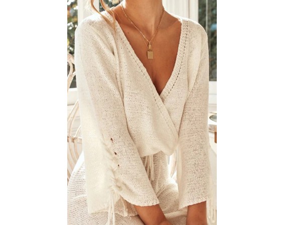 Tied Surplice Long Sleeve Cover Up