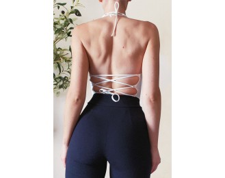 Backless Lace-Up Halter Neck Cami