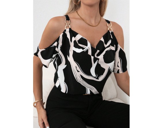 Cutout Short Sleeve Blouse