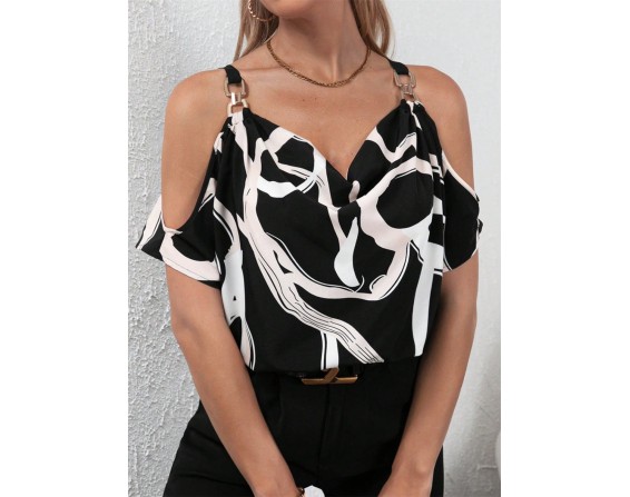 Cutout Short Sleeve Blouse