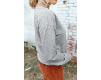 Drop Shoulder Ribbed Trim Sweatshirt