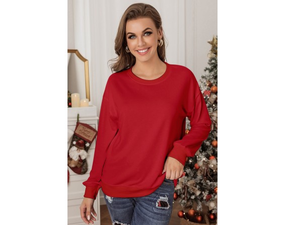 Drop Shoulder Ribbed Trim Sweatshirt