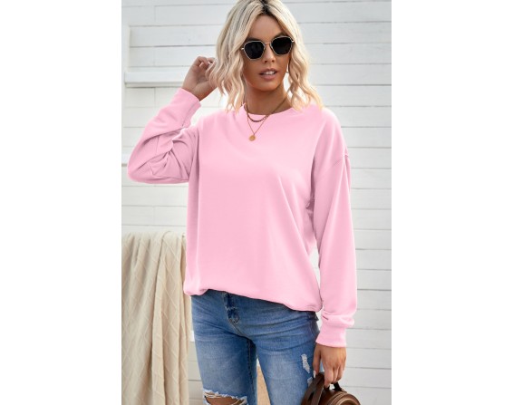 Drop Shoulder Ribbed Trim Sweatshirt