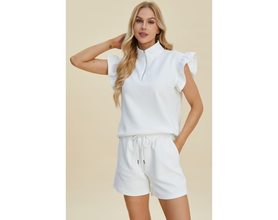 Full Size Texture Sleeveless Top and Shorts Set