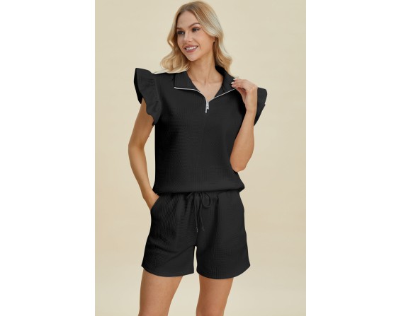 Full Size Texture Sleeveless Top and Shorts Set