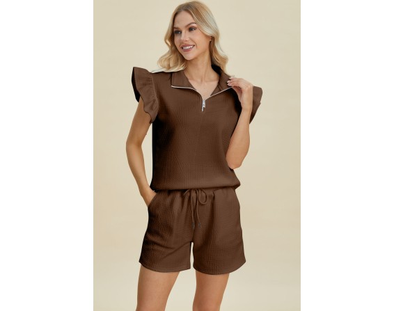 Full Size Texture Sleeveless Top and Shorts Set