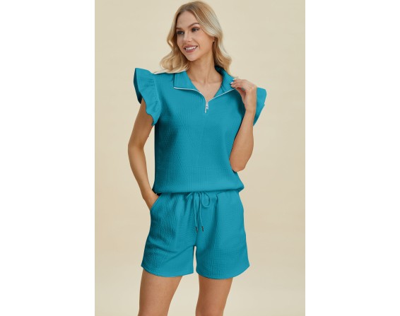 Full Size Texture Sleeveless Top and Shorts Set