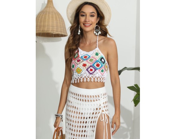 Geometric Halter Neck Swim Top