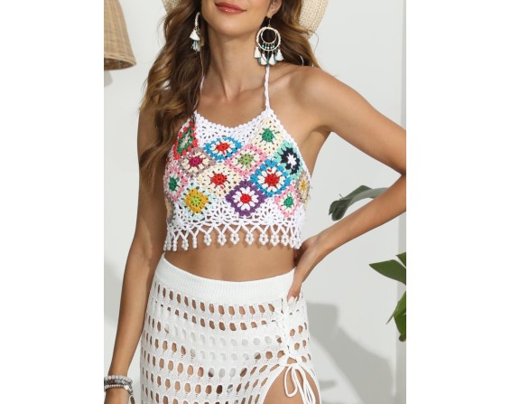 Geometric Halter Neck Swim Top