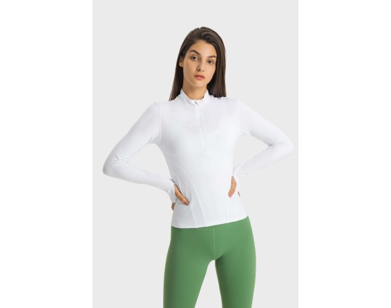 Half Zip Thumbhole Sleeve Sports Top